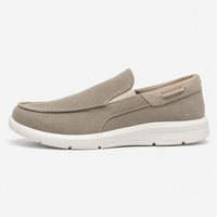 Men's Beige Canvas Slip-On Loafers with Contrast Sole