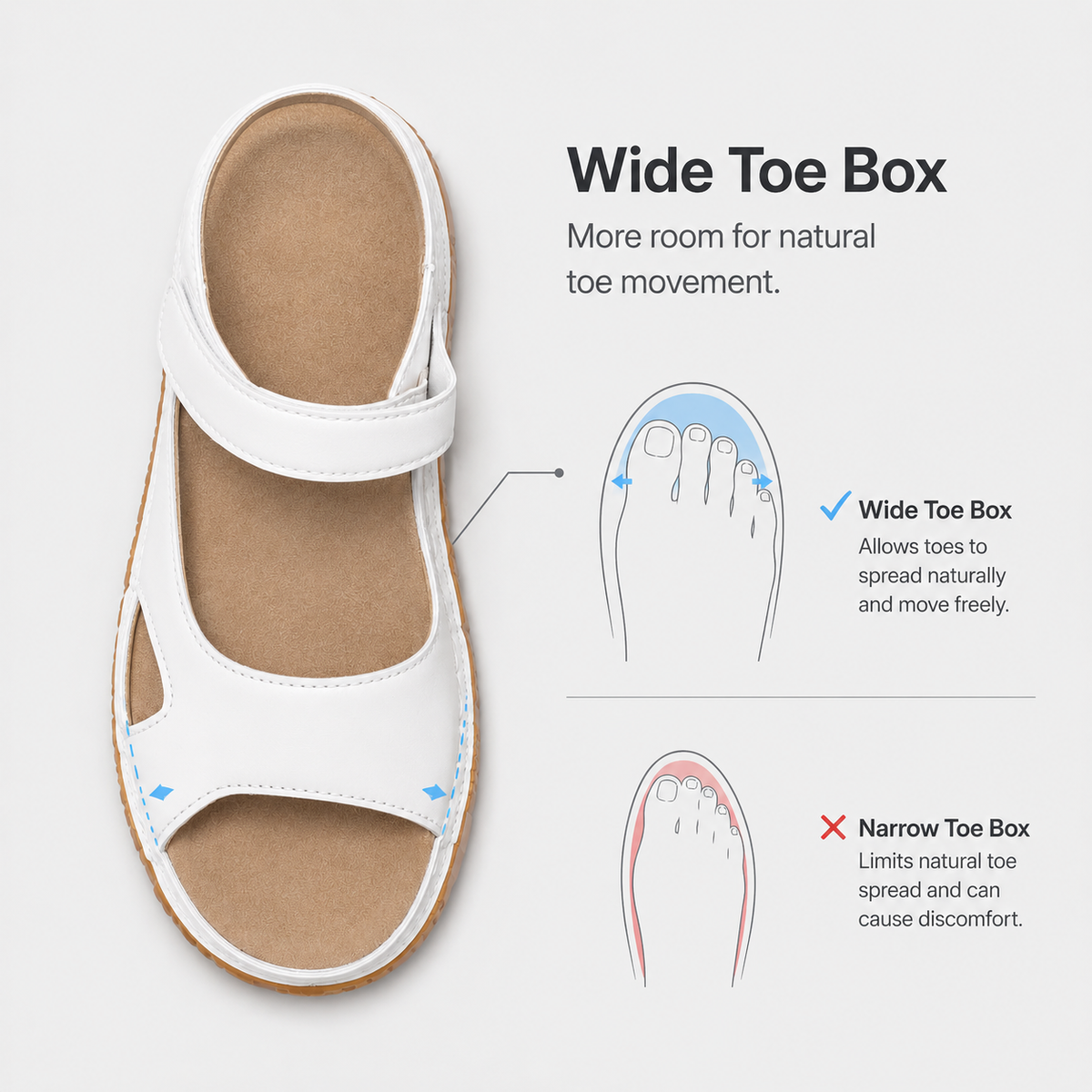 Women's White Peep Toe Wedge Sandals with Hook-and-Loop Ankle Strap
