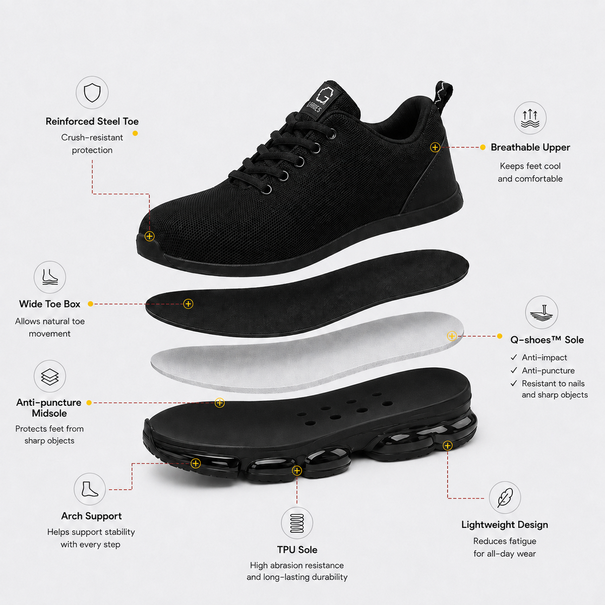 Orthopedic Shoes Fabric Steel Toe Breathable Mesh