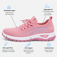 Women's Pink Knit Mesh Platform Sneakers