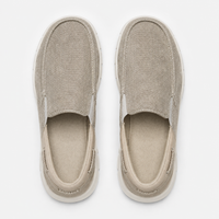 Men's Beige Canvas Slip-On Loafers with Contrast Sole
