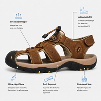 Men's Brown Closed-Toe Outdoor Sandals with Elastic Band