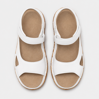Women's White Peep Toe Wedge Sandals with Hook-and-Loop Ankle Strap