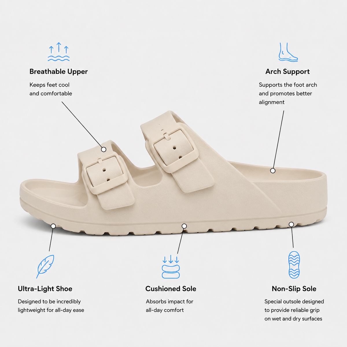 Ladies Orthopedic Shoes Uk EVA Double Buckle