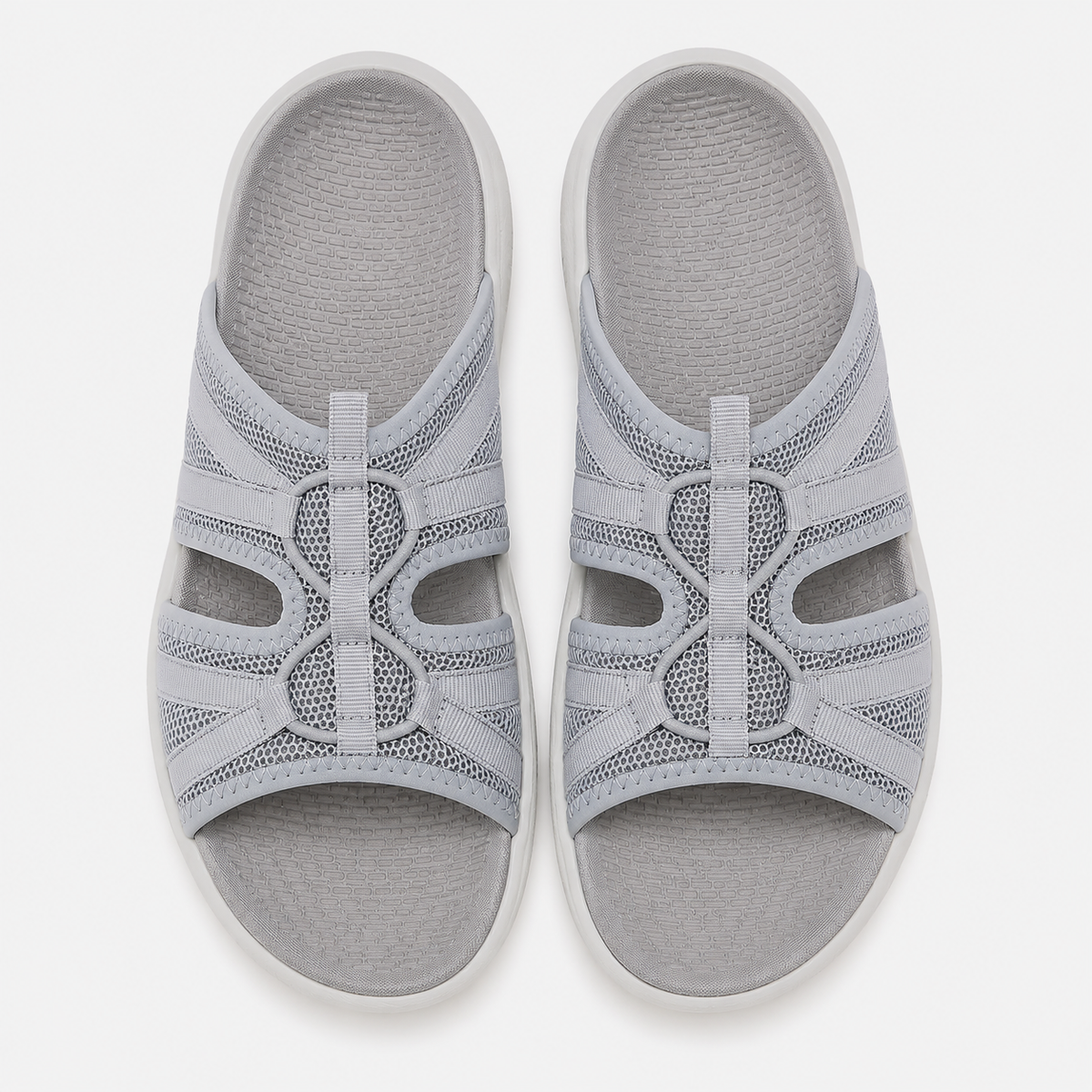 Women's Grey Mesh Platform Slide Sandals