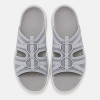 Women's Grey Mesh Platform Slide Sandals