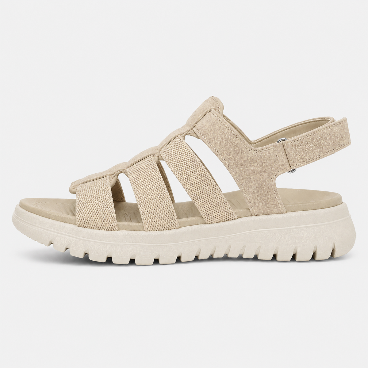 Women's Beige Woven Slingback Sandals with Thick Sole
