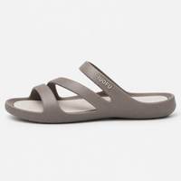 Women's Taupe Multi-Strap PVC Slide Sandals