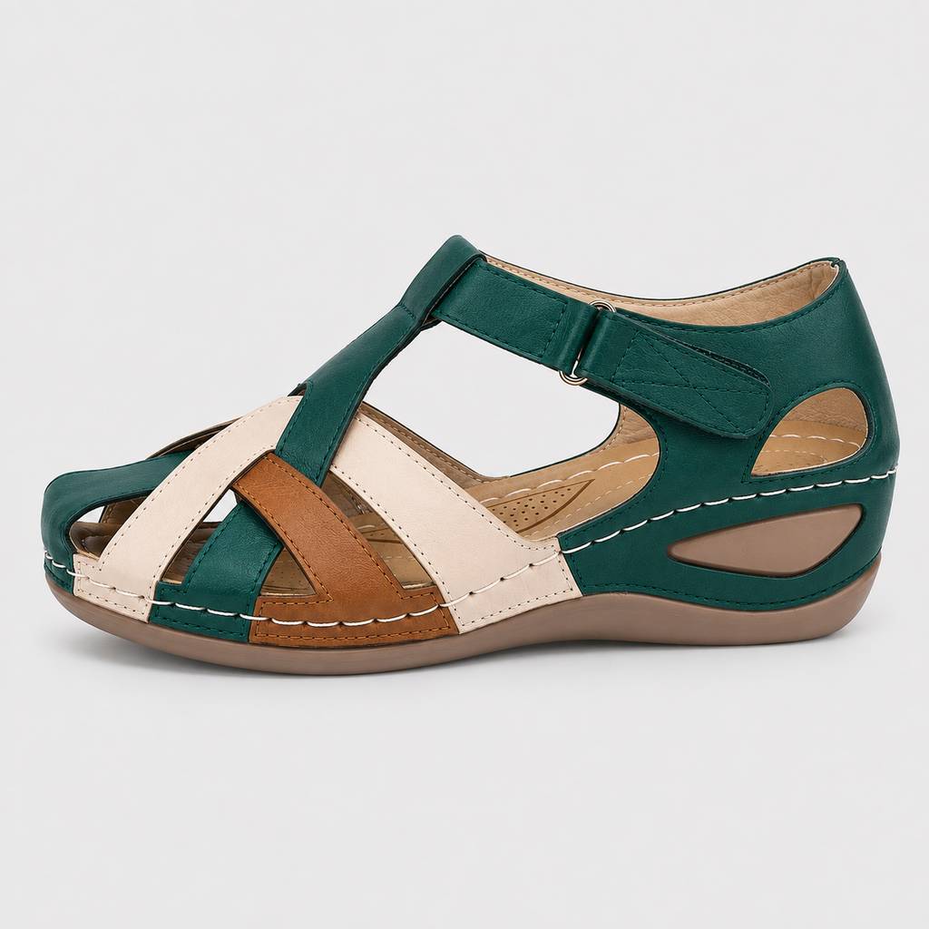 Women's Closed Toe Wedge Platform Sandals with Adjustable Buckle Strap