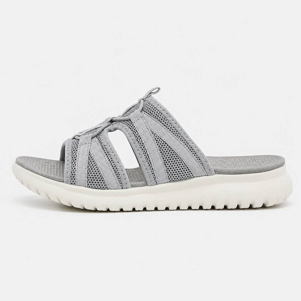 Women's Grey Mesh Platform Slide Sandals