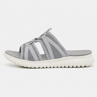 Women's Grey Mesh Platform Slide Sandals