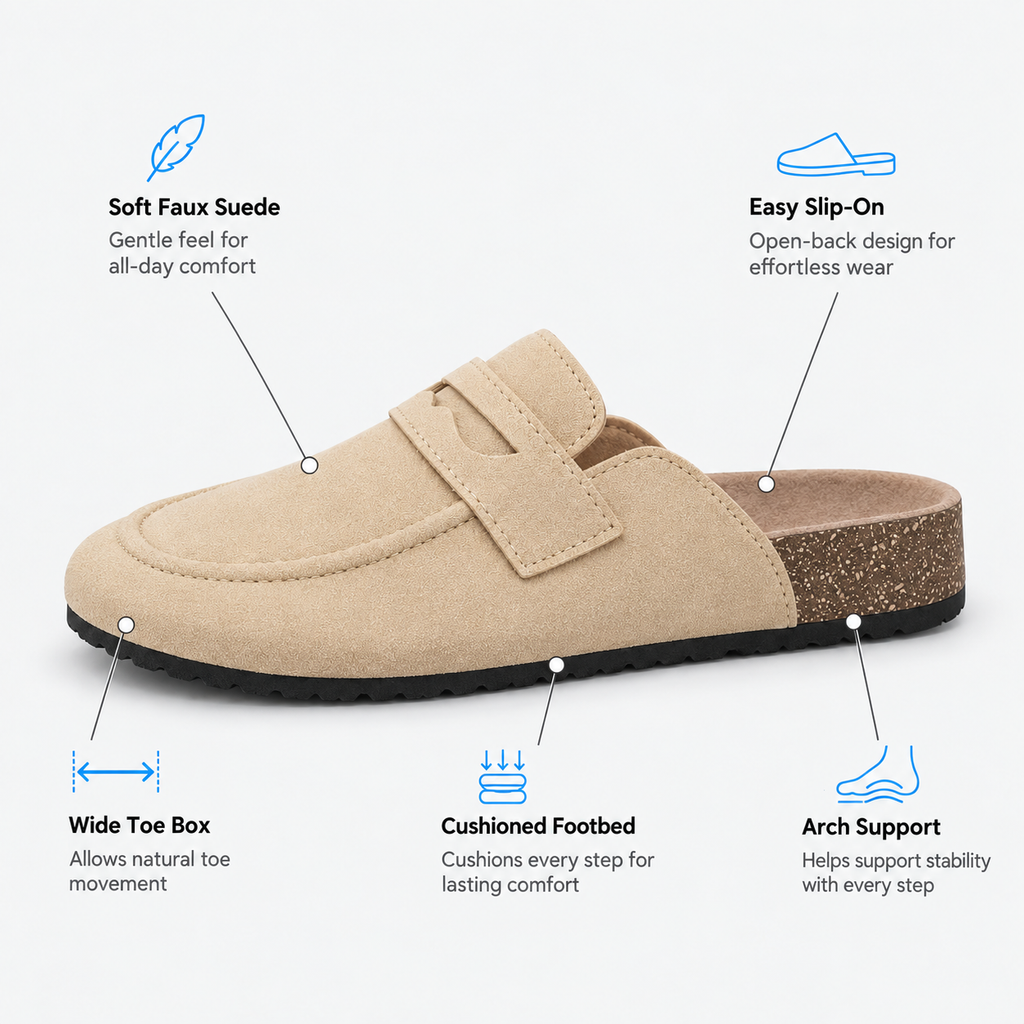 Orthopedic Shoes Faux Suede Cork Sole