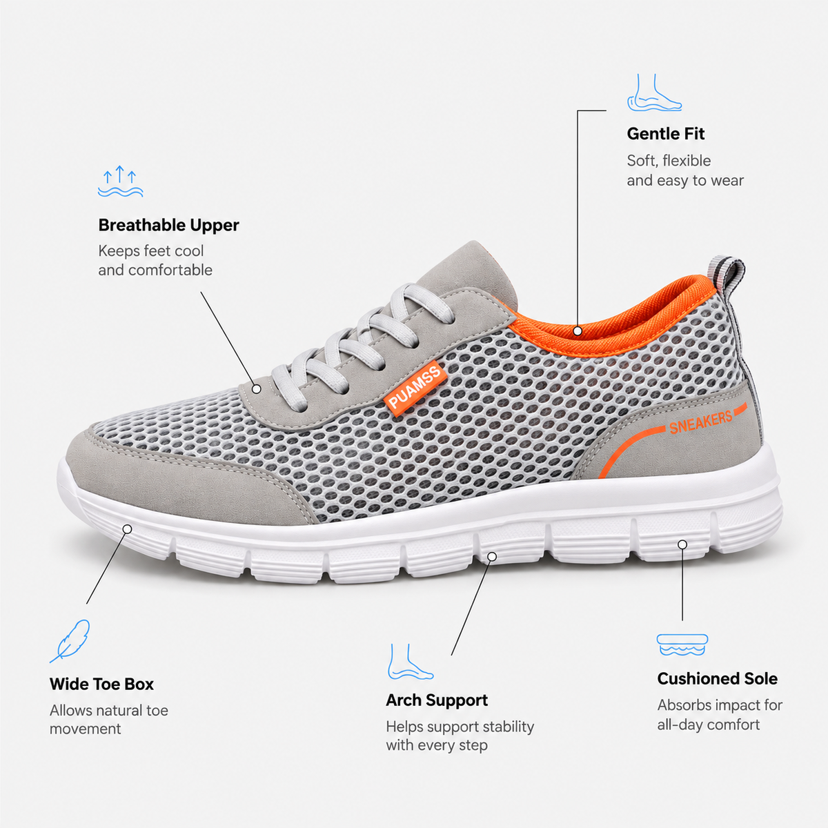Orthopedic Shoes Mesh Running