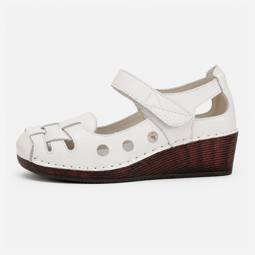 MyOrhtopedicFit Mary Jane Shoes Orthopedic Genuine Leather Woven Cutout