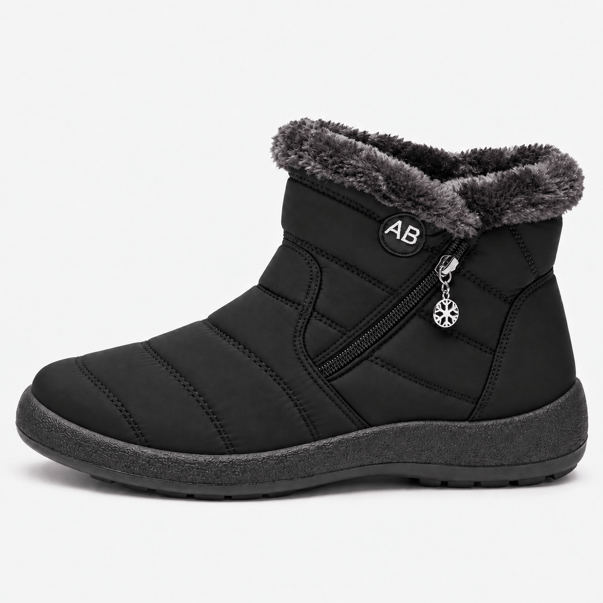 MyOrhtopedicFit Women's Burgundy Waterproof Faux Fur-Lined Ankle Snow Boots
